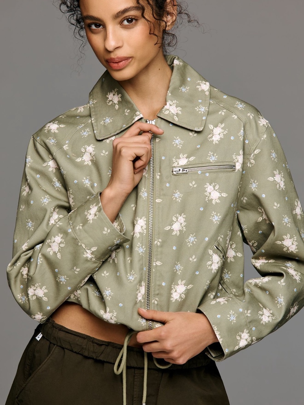 NWT BLANKNYC Anthropologie Olive Ditsy Floral Jacket
